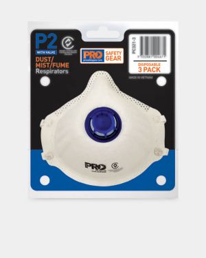 Pro Choice Dust Mask Respirator P2 with Valve - 3 Pack