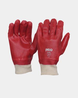 Pro Choice 27cm Red PVC Glove with Knitted Wrist