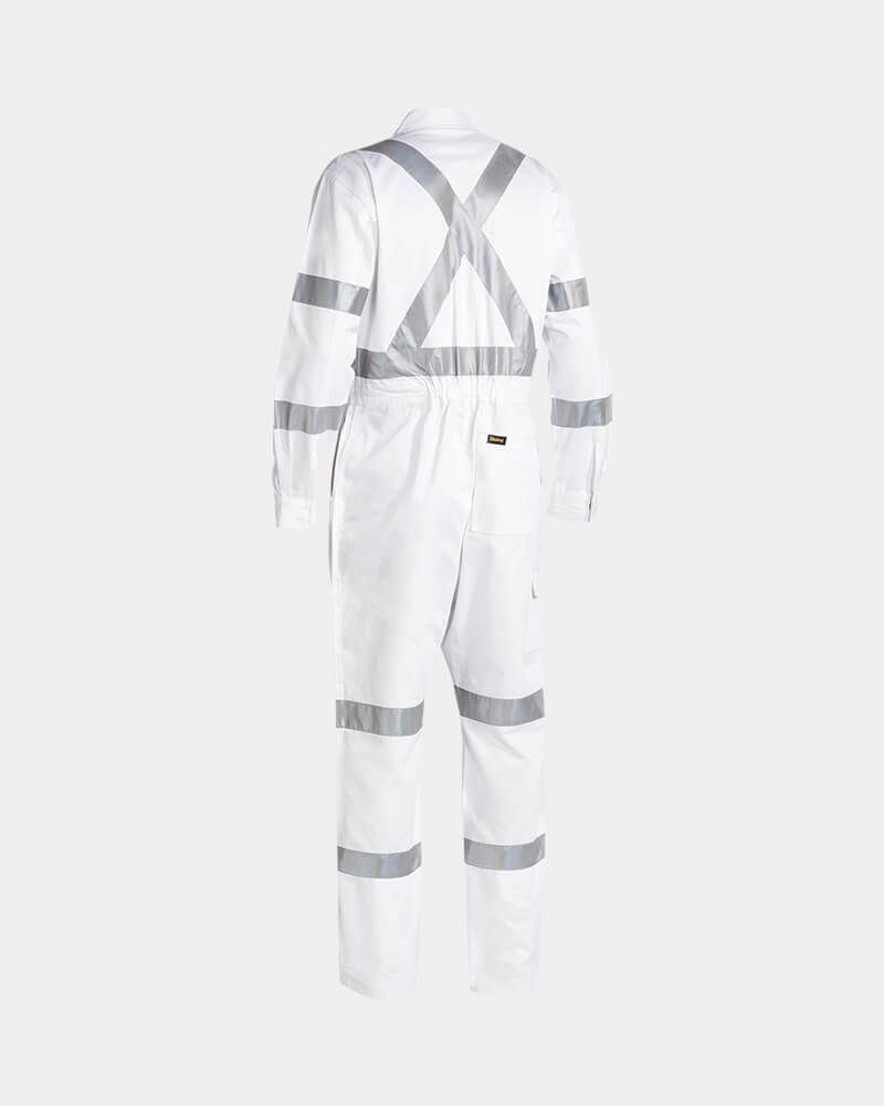 30〜40s Print Stripe White COVERALL Bisley 3M Taped Drill Coverall - White