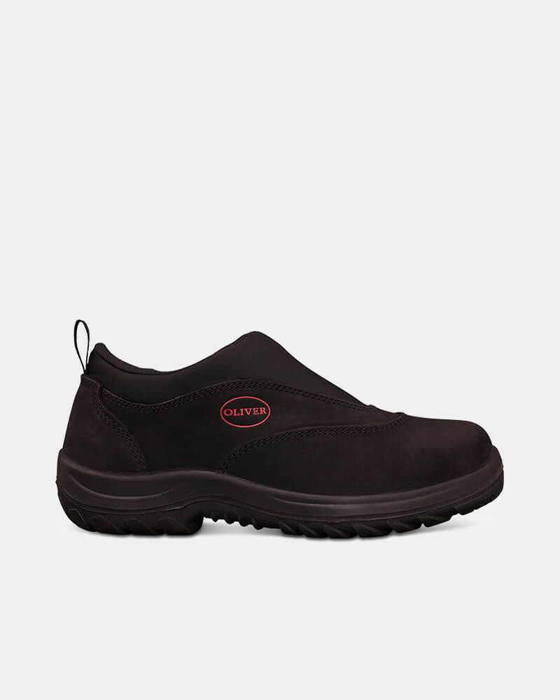 Black slip on safety shoes online