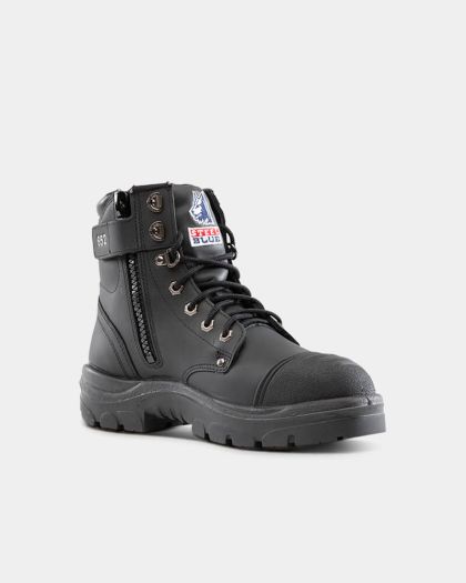 Steel Blue Argyle Zip Scuff Cap Boot - Black
