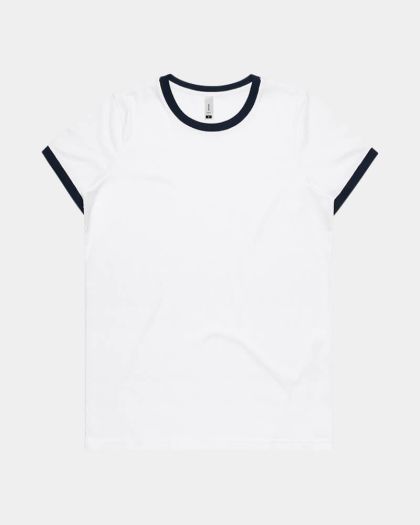 AS Colour 4053 Women's Ringer Tee - White/Navy
