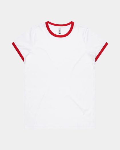 AS Colour 4053 Women's Ringer Tee - White/Red