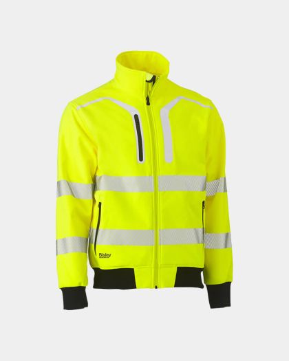 Bisley Taped Hi Vis Soft Shell Bomber Jacket - Yellow