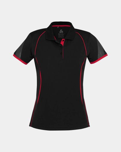 Biz Collection Women's Razor Polo - Black/Red