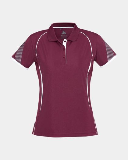 Biz Collection Women's Razor Polo - Maroon/White