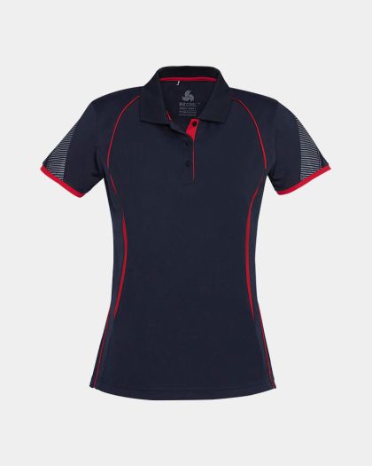 Biz Collection Women's Razor Polo - Navy/Red