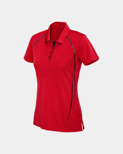 Biz Collection Women's Cyber Polo - Red/Silver