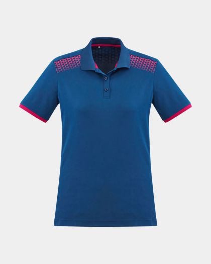 Biz Collection Women's Galaxy Polo - Steel Blue/Magenta