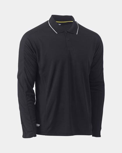 Bisley Cool Mesh Polo with Reflective Piping - Black