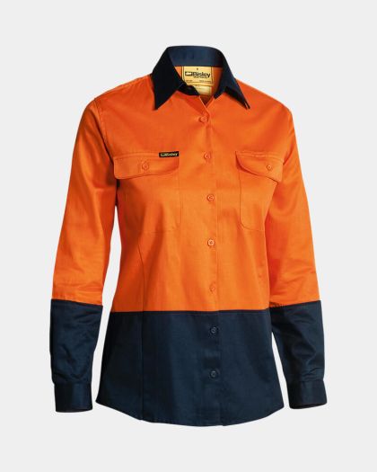 Bisley Women's Hi Vis Long Sleeve Drill Shirt