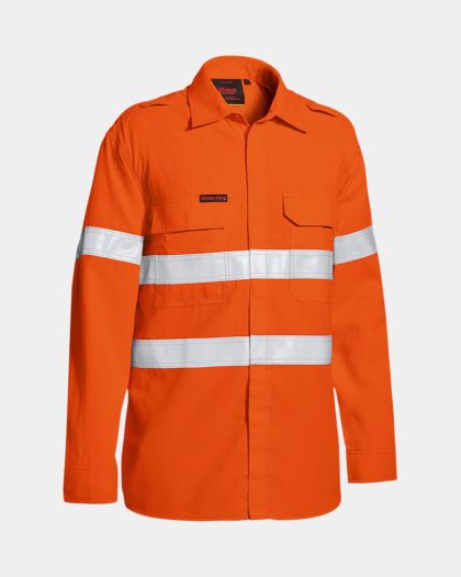 Bisley TenCate Tecasafe® Plus Hi Vis Taped Hi Vis FR Lightweight Vented Long Sleeve Shirt