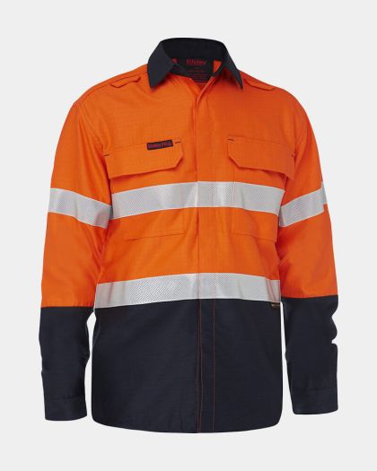 Bisley Apex 185 Taped Hi Vis FR Ripstop Vented Shirt