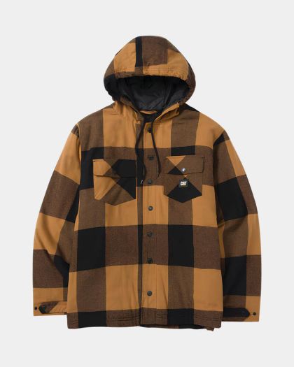 CAT Hooded Flannel Shirt Jacket
