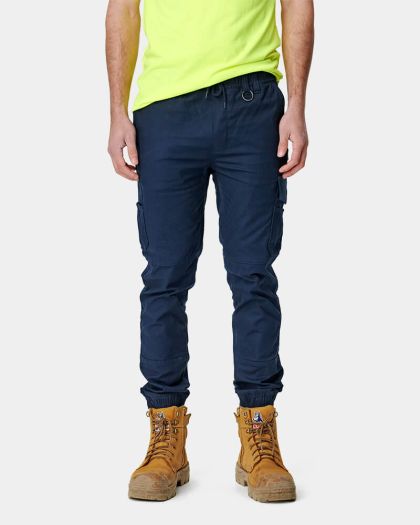 Elwood Elastic Waist Cuffed Pant - Navy