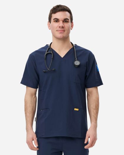Epoch 3-Pocket Scrub Top - Navy