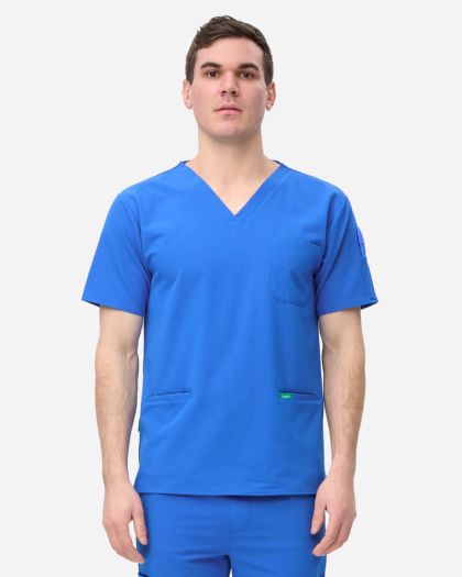 Epoch 3-Pocket Scrub Top - Royal Blue