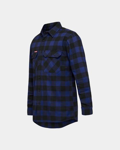 Hard Yakka Foundations Check Flannel Long Sleeve Shirt - Blue