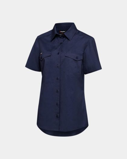 King Gee Women's Workcool 2 Short Sleeve Shirt - Navy