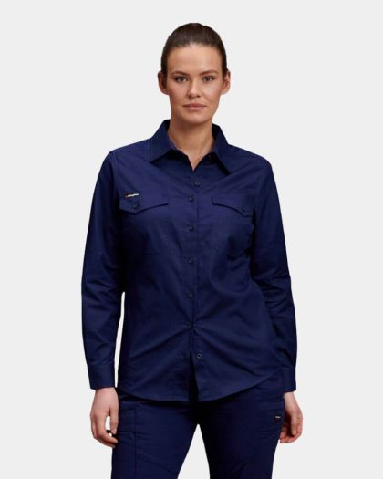 King Gee Women's Workcool 2 Long Sleeve Shirt - Navy