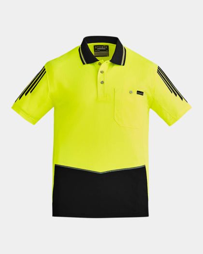 Syzmik Hi Vis Flux Short Sleeve Polo - Yellow/Black
