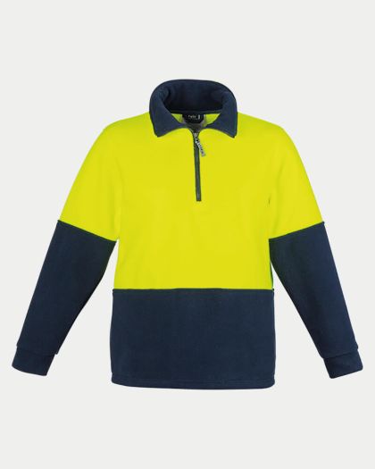 Syzmik Hi Vis Half Zip Fleece Jumper - Yellow/Navy