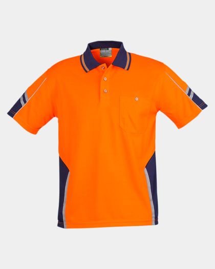Syzmik Hi Vis Short Sleeve Squad Polo - Orange/Navy