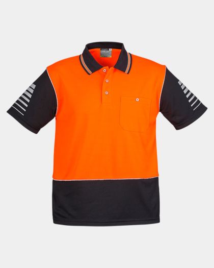 Syzmik Hi Vis Zone Short Sleeve Polo - Orange/Black