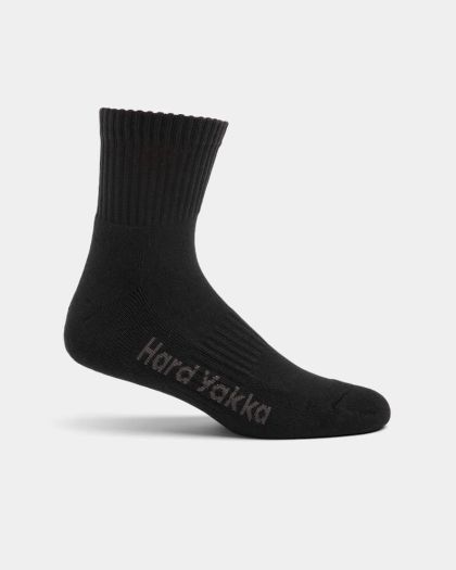 Hard Yakka Core Cotton Rich Padded Quarter Crew Sock - 5 Pack